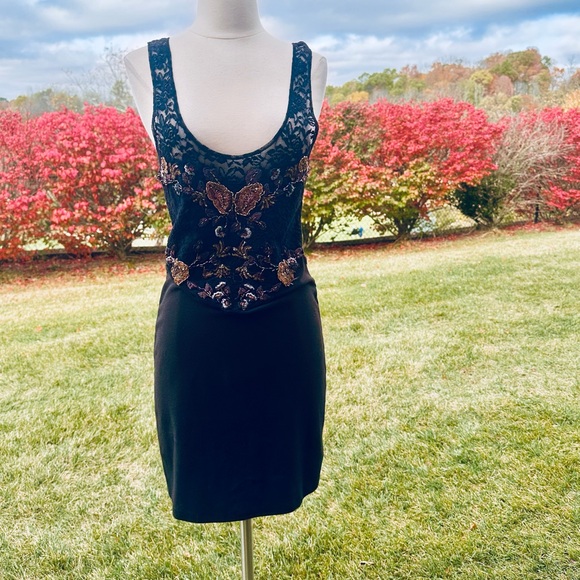 FREE PEOPLE Black dress Embroidered Beaded Sequin Secrets of Eden - Picture 2 of 16